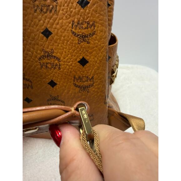 MCM Large Stark Studded Backpack Visetos Canvas | Cognac | Large | Authentic COA main image 9